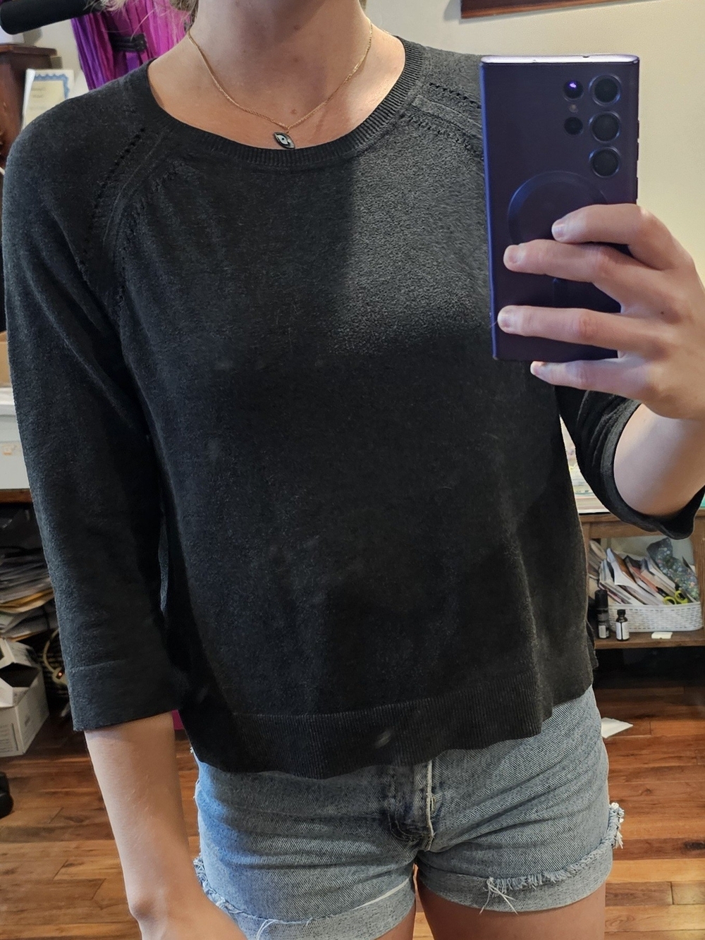 Philosophy Charcoal Gray Crewneck Sweater